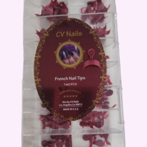 SHORT FRENCH NAIL TIPS - 140 PCS BURGANDY- RED