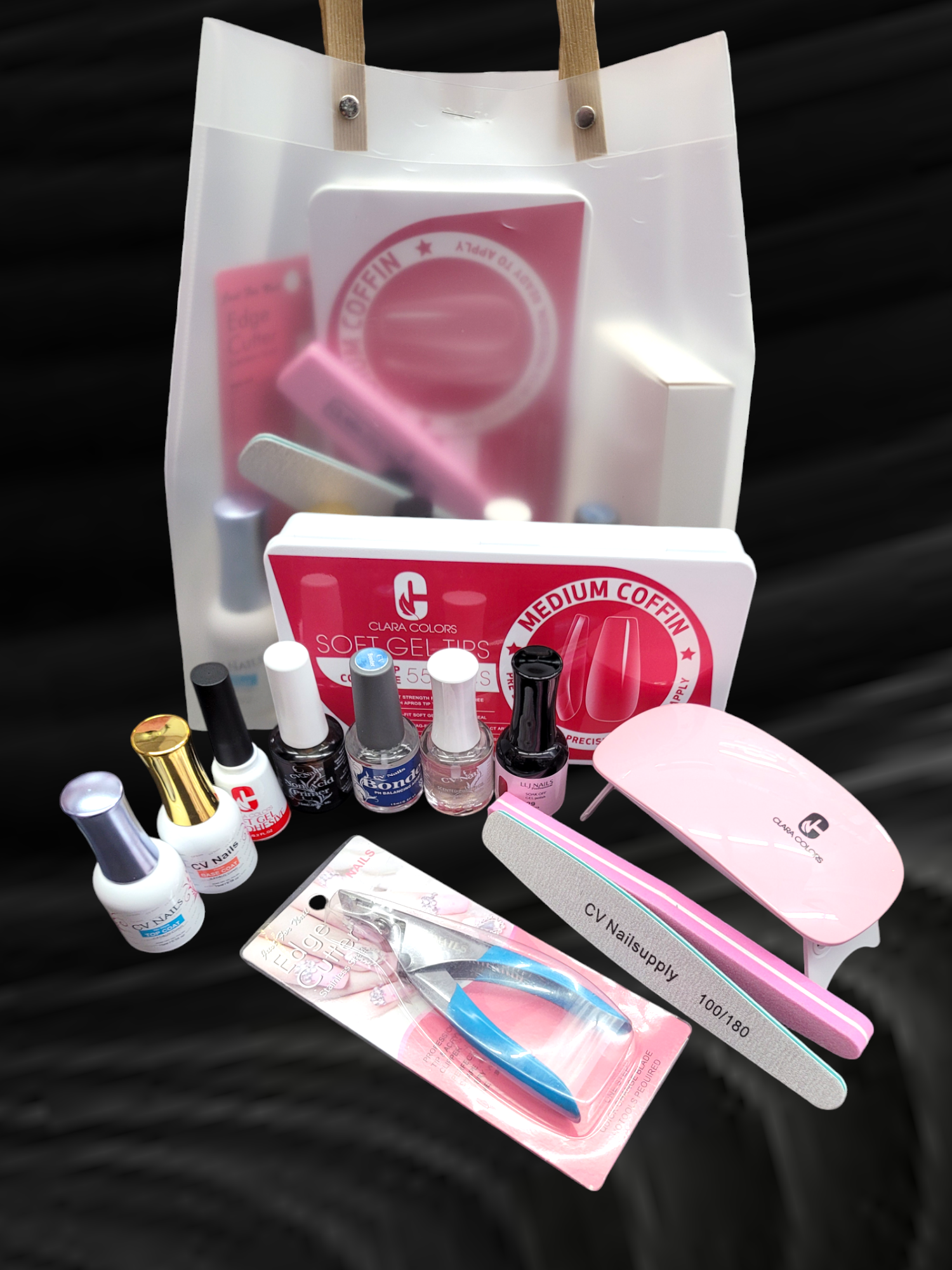 CV NAILS - EXTEND KIT - MEDIUM COFFIN FULL TIP