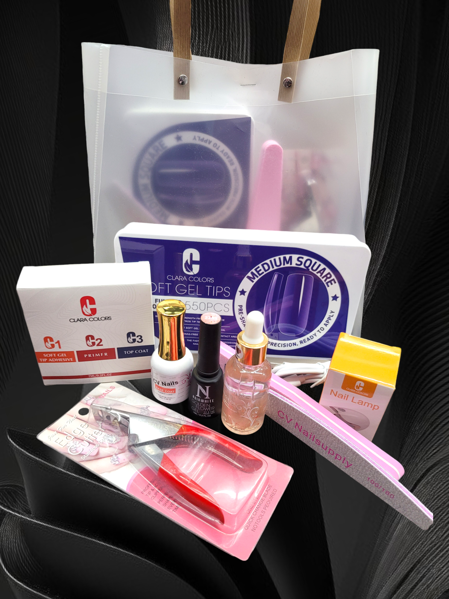 CV NAILS - NAIL EXTEND KIT - MEDIUM SQUARE FULL TIP